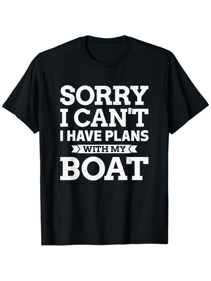 Men's Graphic T-Shirt Sorry I Cant I Have Plans With My Boat Retro Bold Block Letter T Shirt