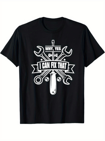 Men's Graphic T-Shirt Why Yes I Can Fix That Crossed Wrenches And Screwdriver Toolbox Motif