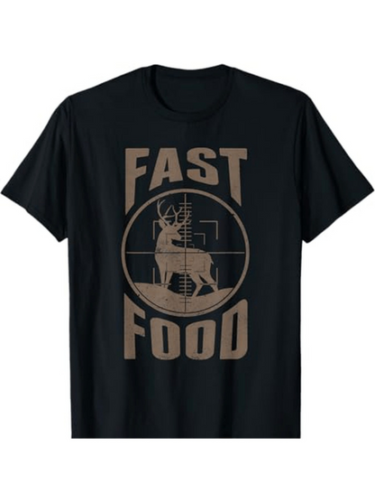 Men's Graphic T-Shirt Fast Food Bold Lettering With Deer In Crosshairs Design