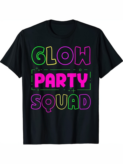 Men's Graphic T-Shirt Glow Party Squad Neon Colors With Retro 80s Graphic Lettering T Shirt