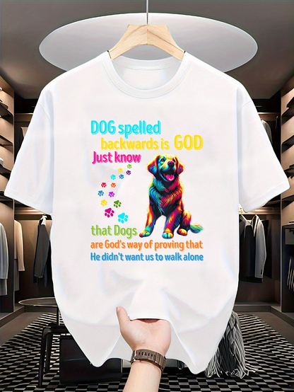 Men's Graphic T-Shirt Colorful Sitting Dog With Vibrant Lettering Surrounded By Inspirational Quotes