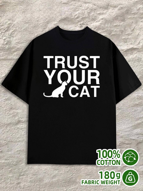 Men's Graphic T-Shirt Trust Your Cat Silhouette With Bold White Lettering Cat