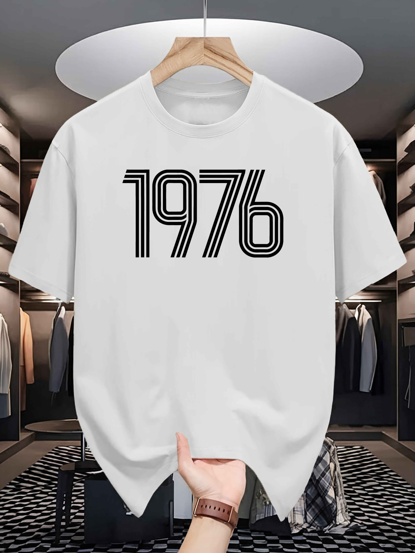 Men's Graphic T-Shirt Bold Black Striped Numbers Centered On Clean White T Shirt