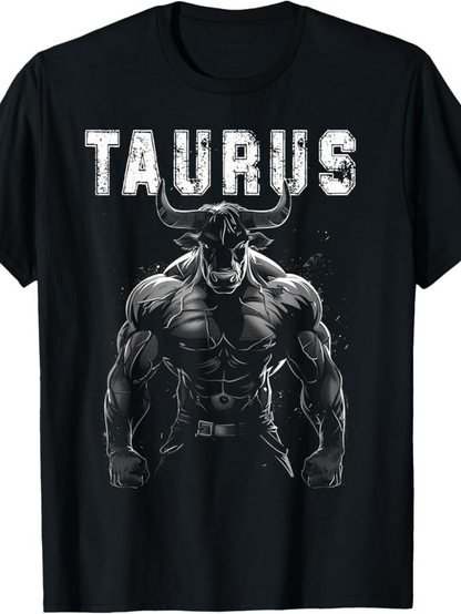 Men's Graphic T-Shirt Taurus Rugged Muscular Bull Under Night Sky Taurus