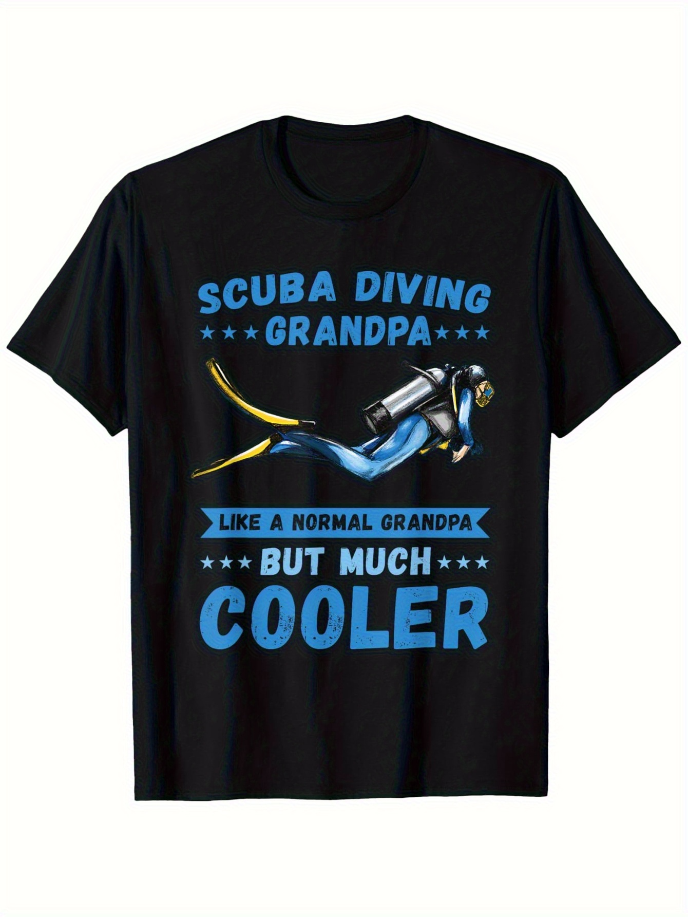 Men's Graphic T-Shirt Scuba Diving Grandpa Much Cooler With Diver Among Blue Bubbles