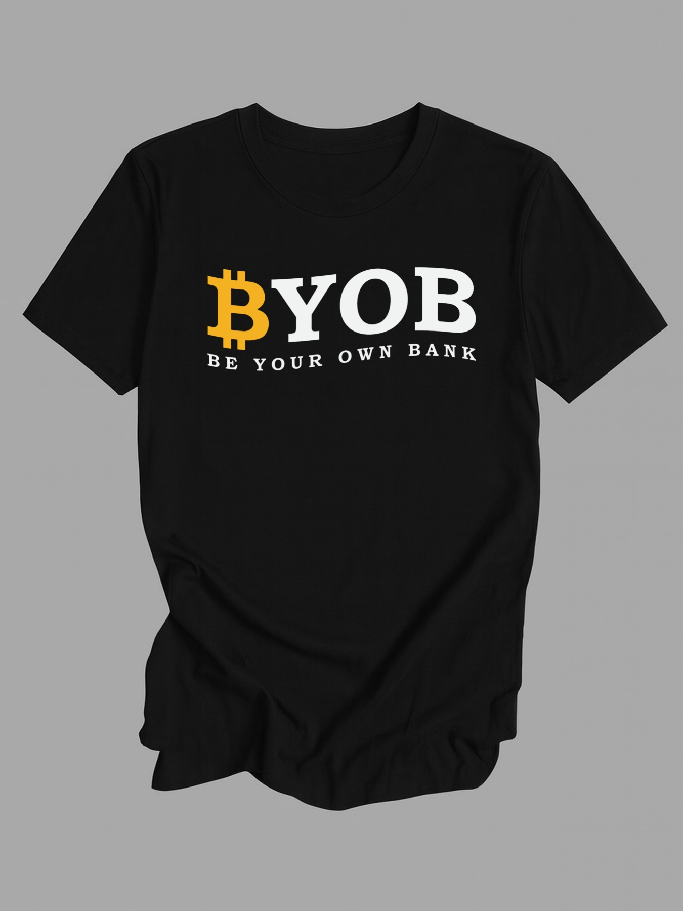 Men's Graphic T-Shirt Be Your Own Bank Bold Letter With Bitcoin Symbol T Shirt