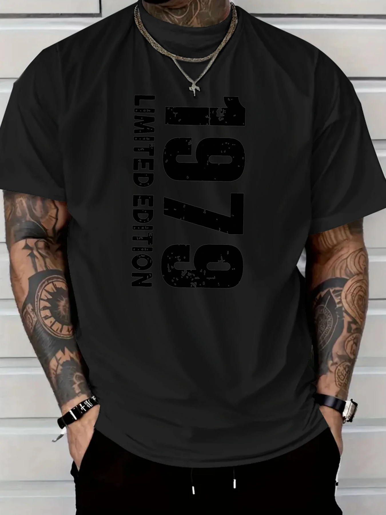 Men's Graphic T-Shirt Bold Typography With Striking Vertical Numbers Limited Edition Year