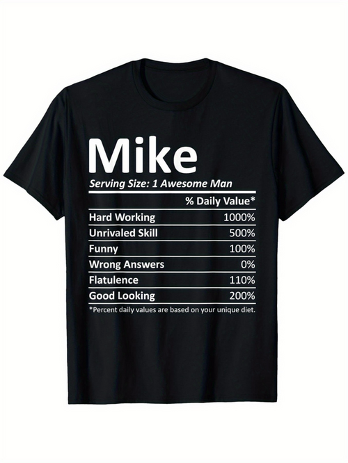 Men's Graphic T-Shirt Mike Awesome Man Daily Value Chart With Funny Skill Tables