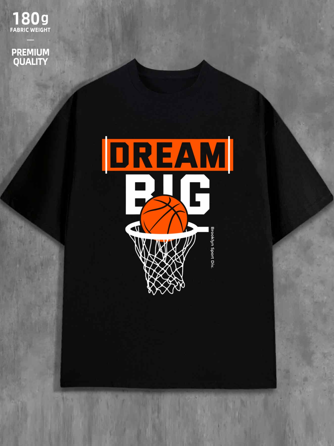 Men's Graphic T-Shirt Dream Big Orange Basketball Going Through A White Net