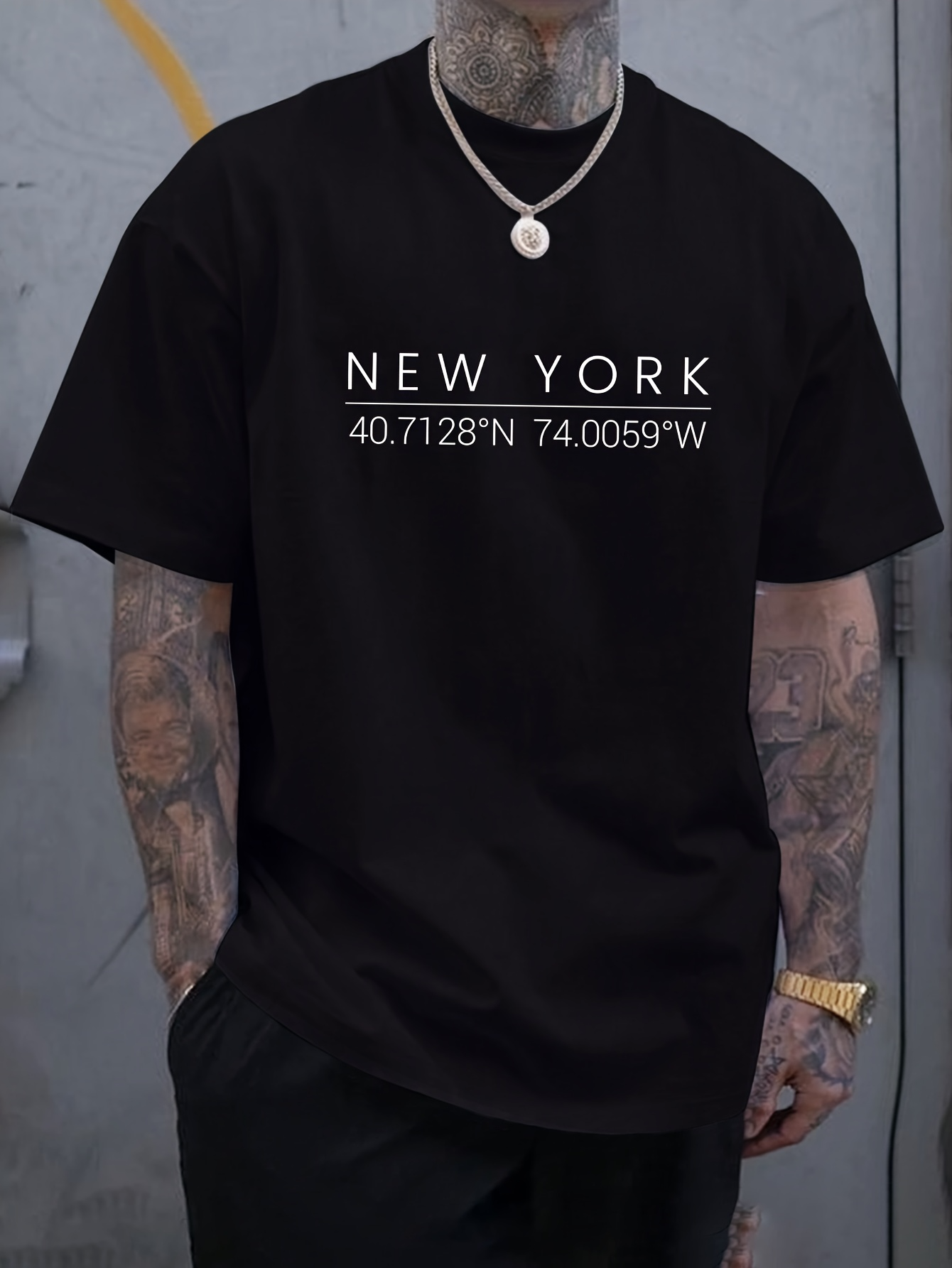 Men's Graphic T-Shirt New York White Letters Simple Street Coordinates T Shirt