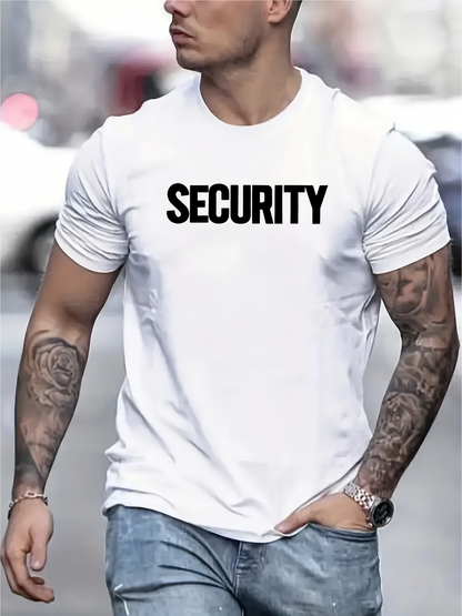 Men's Graphic T-Shirt Security Bold Black Text On Clean White T Shirt Design