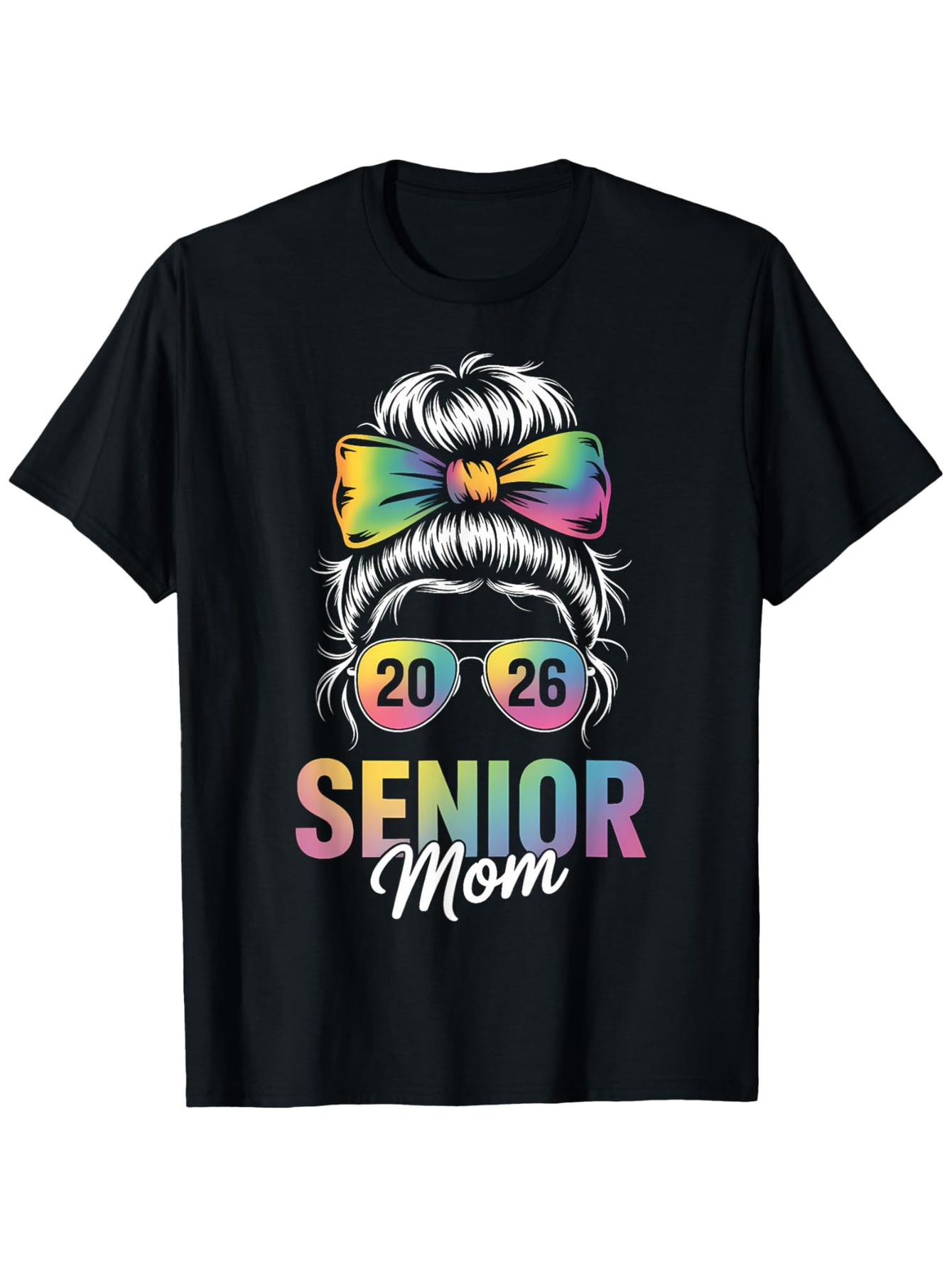 Men's Graphic T-Shirt 2026 Senior Mom In Rainbow Colors With Stylish Sunglasses And Hair Bow