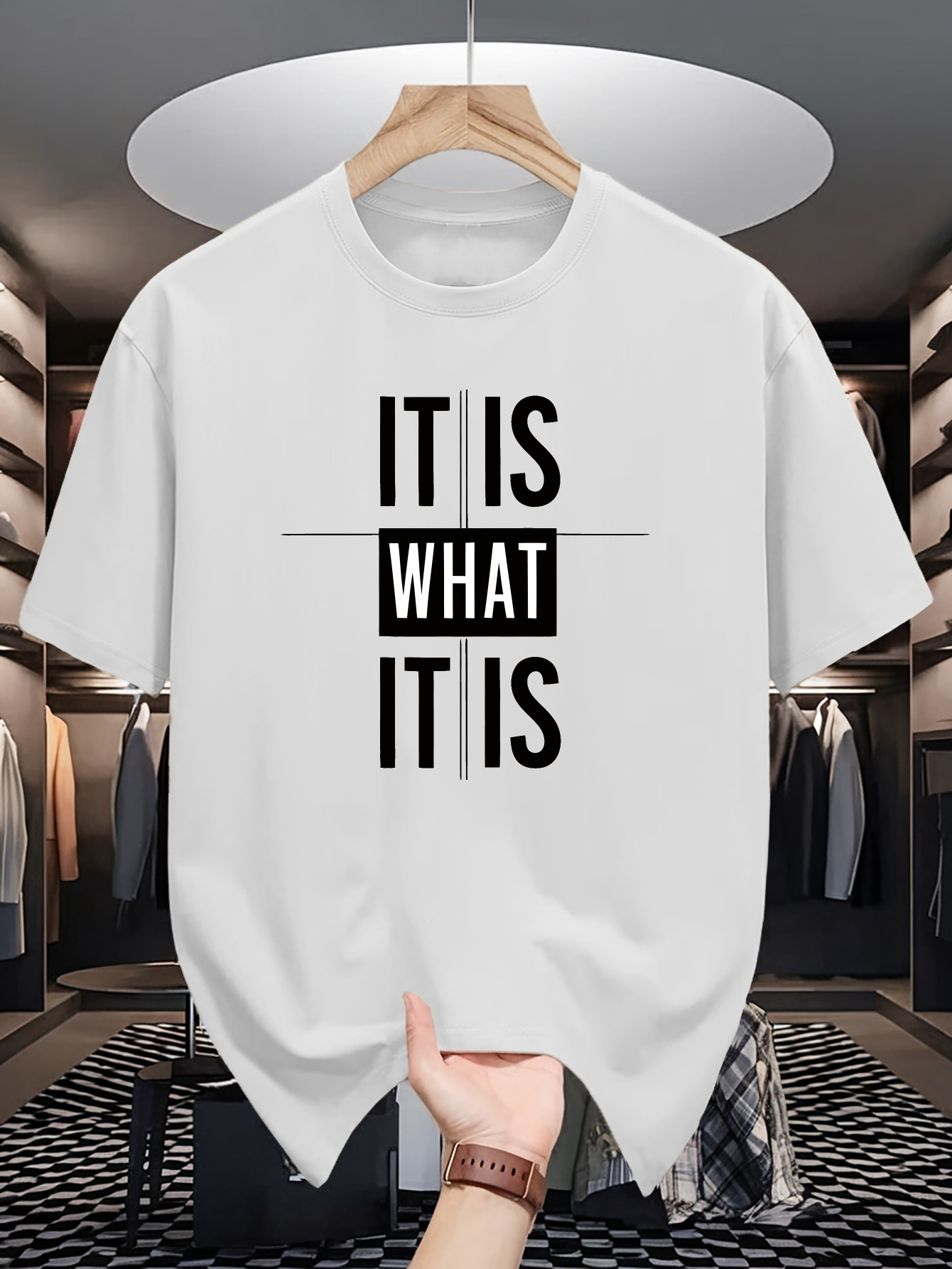 Men's Graphic T-Shirt It Is What It Is Bold Black Letters Clean White Shirt