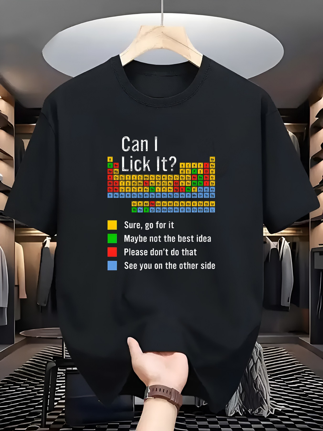 Men's Graphic T-Shirt Can I Lick It Funny Colorful Blocks Printed Chart Tee