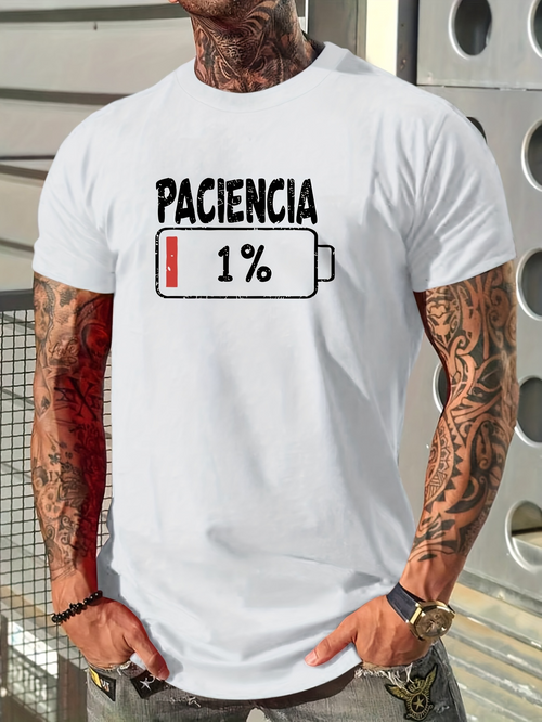 Men's Graphic T-Shirt Low Power Icon With Red Line Showing Nearly Empty Battery