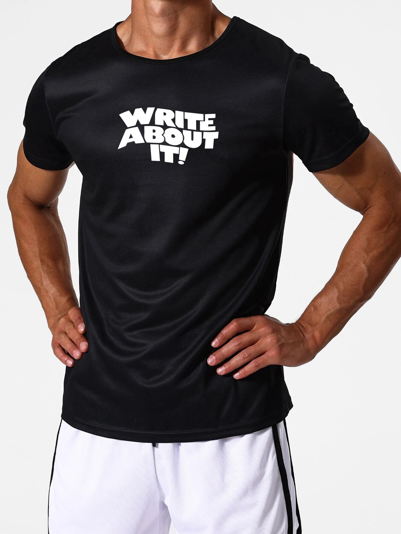 Men's Graphic T-Shirt Write About It Bold Playful Lettering On Black T Shirt