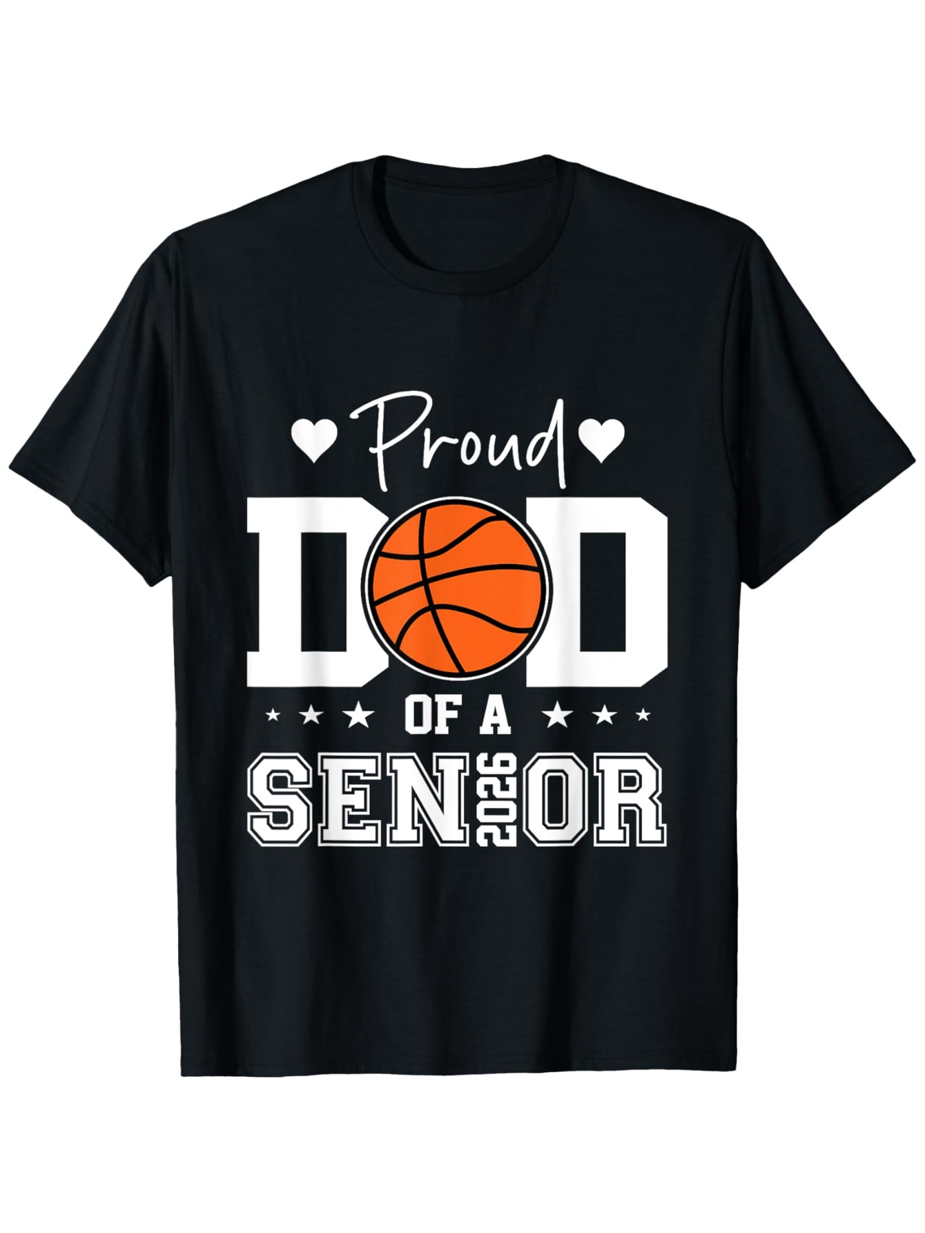 Men's Graphic T-Shirt Proud Dad Of A Senior With Basketball Among Bold White Graphic Letters