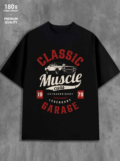 Men's Graphic T-Shirt Classic Muscle Cars Legendary Garage With Vintage Retro Sports Car