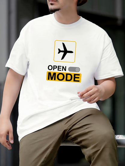 Men's Graphic T-Shirt Open Mode Airplane Icon Graphic Surrounded By Yellow Outline