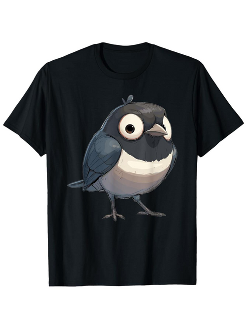 Men's Graphic T-Shirt Charming Chubby Blue Bird With Large Eyes Cartoon Bird