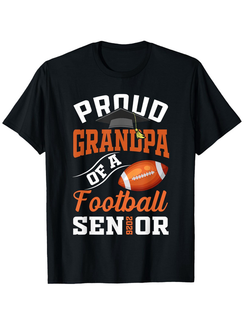 Men's Graphic T-Shirt Proud Grandpa Of A Football Senior With Orange Helmet And Classic Football