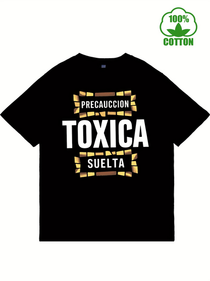 Men's Graphic T-Shirt Warning Statement Bold Letters With Yellow Graphic Elements T Shirt