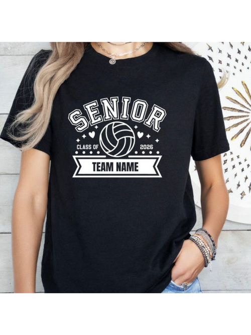 Men's Graphic T-Shirt Senior Stars With Volleyball And Team Name Banner