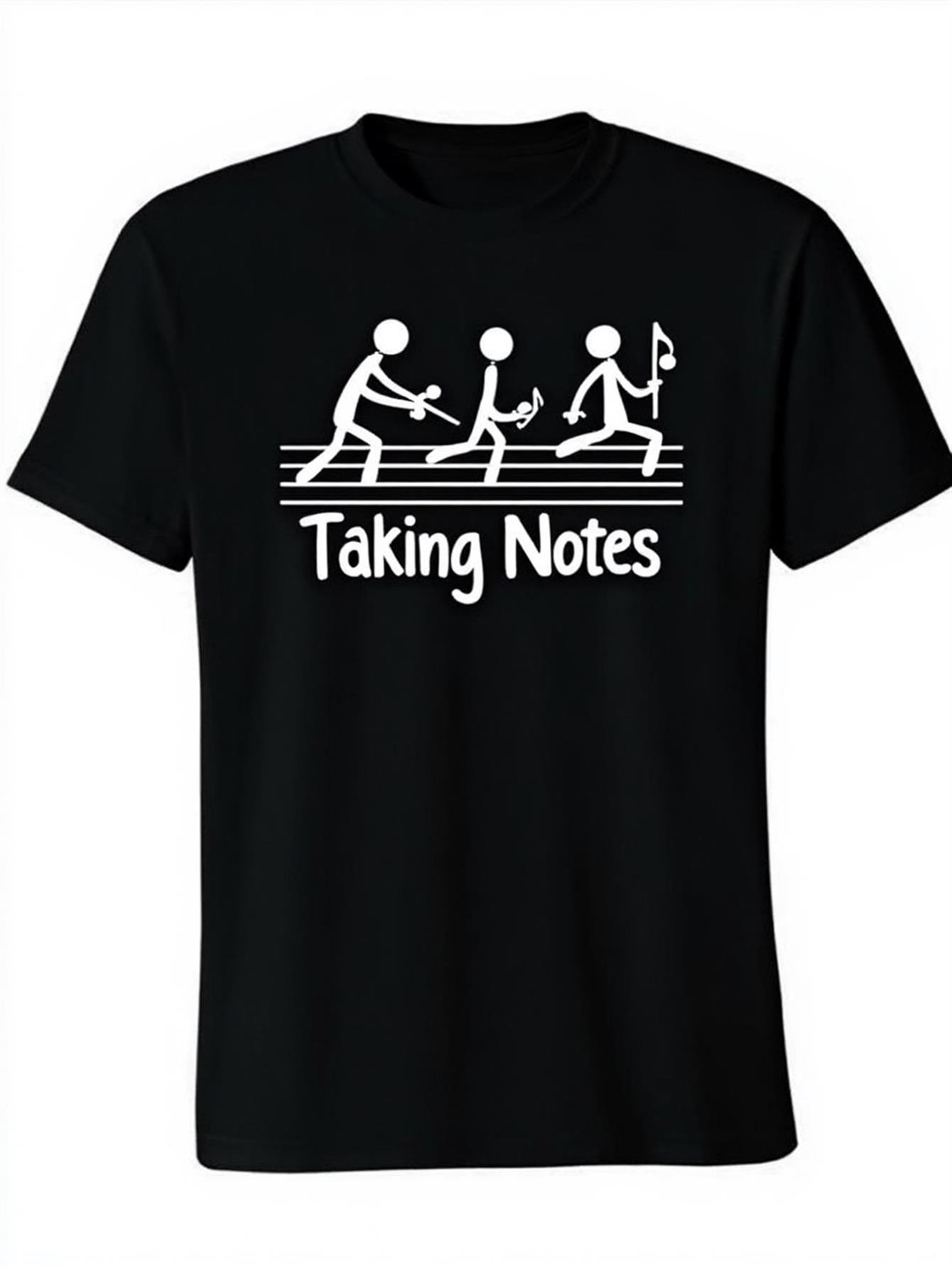 Men's Graphic T-Shirt Taking Notes Three Figures Carrying Flags On Music Staff