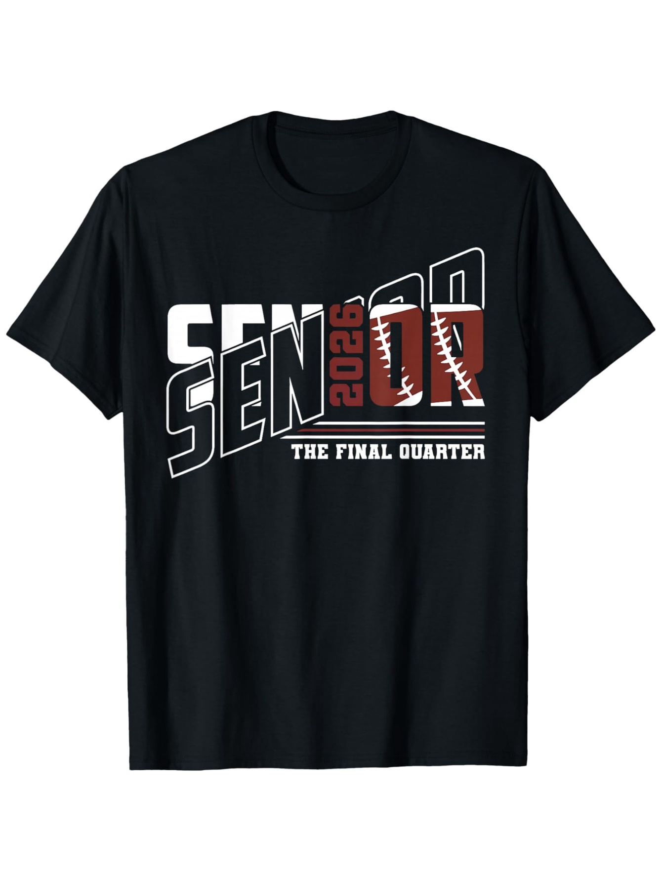 Men's Graphic T-Shirt Bold Overlapping Letters With Red Accents And Football Senior