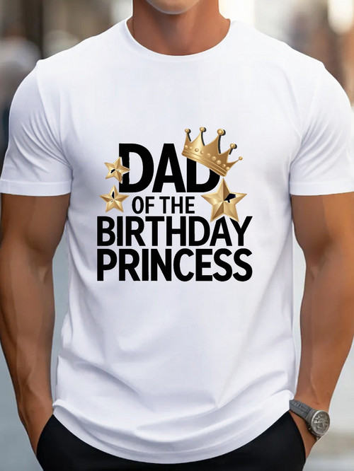 Men's Graphic T-Shirt Golden Crown With Shining Stars Above Birthday Princess Lettering