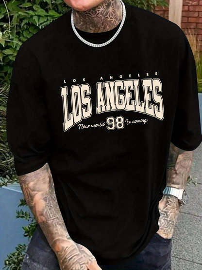 Men's Graphic T-Shirt Los Angeles Text With Vintage Collegiate Sports Graphic Lettering
