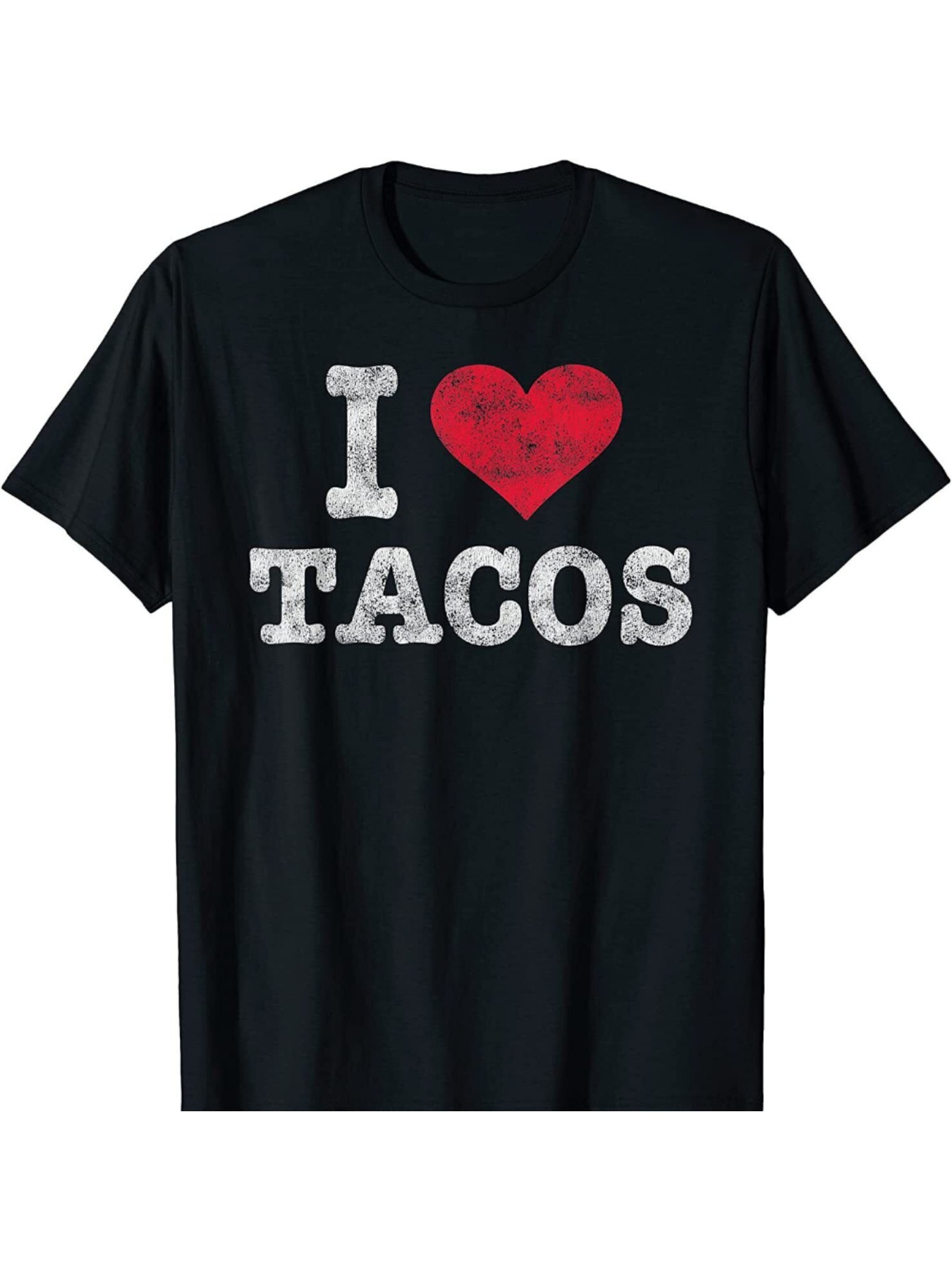 Men's Graphic T-Shirt I Love Tacos Bold Letters With Large Red Heart Tacos