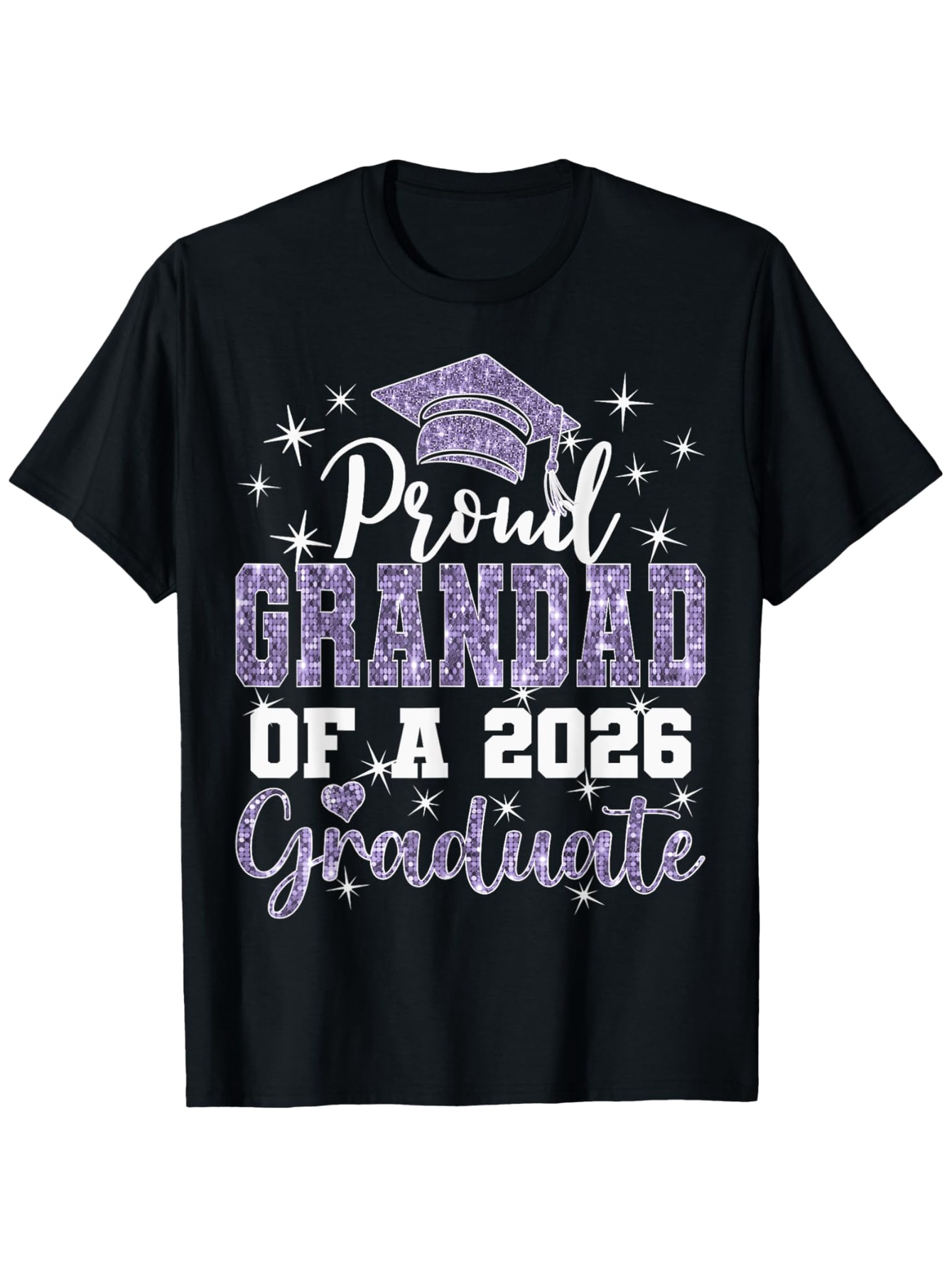 Men's Graphic T-Shirt Proud Grandad Of A 2026 Graduate Sparkling Stars And Purple Graduation Cap Shirt