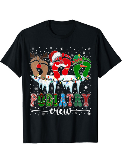 Men's Graphic T-Shirt Festive Christmas Icicles With Multicolored Holiday Toes And Snowy Letters Foot