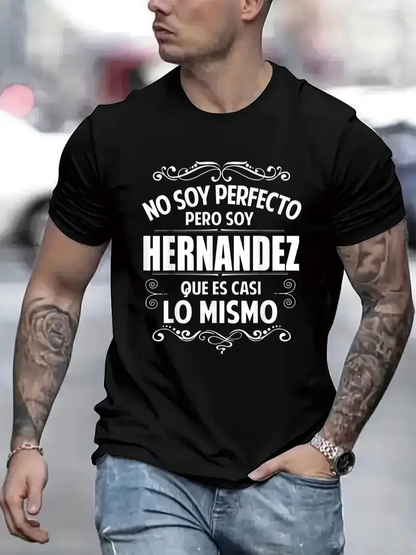 Men's Graphic T-Shirt Whimsical Statement With Flourishes Around Bold Hernandez Text Shirt