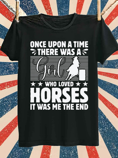 Men's Graphic T-Shirt Once Upon A Time Glowing Retro Text With Horse Silhouette And Stars Girl