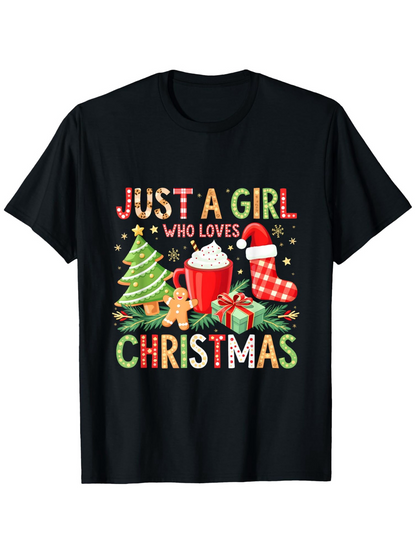 Men's Graphic T-Shirt Just A Girl Who Loves Christmas With Gifts Cocoa Tree Gingerbread