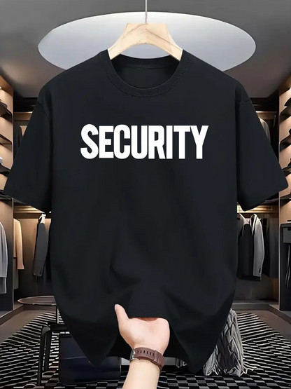 Men's Graphic T-Shirt Security Bold White Letters On Simple Cotton T Shirt