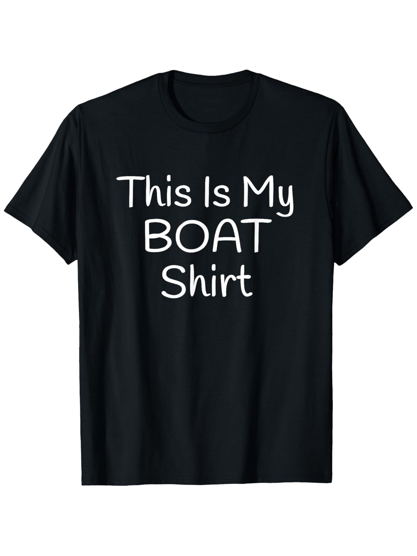 Men's Graphic T-Shirt This Is My Boat Shirt Playful White Letter Printed Black Shirt