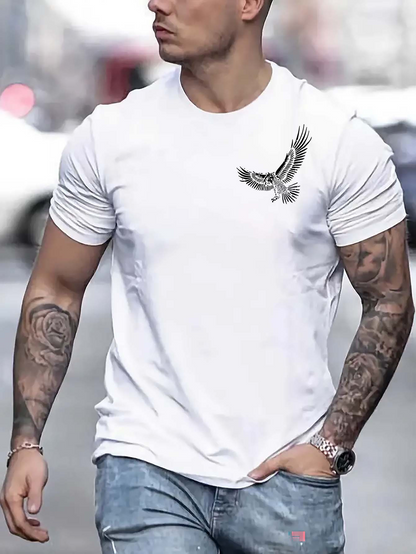 Men's Graphic T-Shirt Soaring Majestic Wings Above The Chest White Eagle