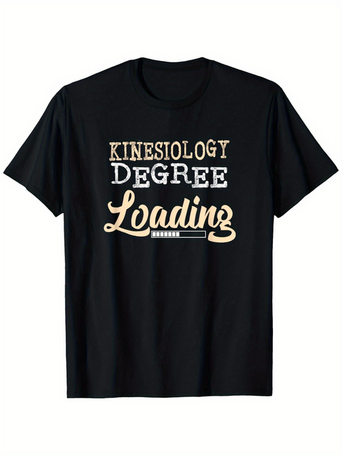 Men's Graphic T-Shirt Kinesiology Degree Loading Retro Bold Letters With Decorative Banner Motif