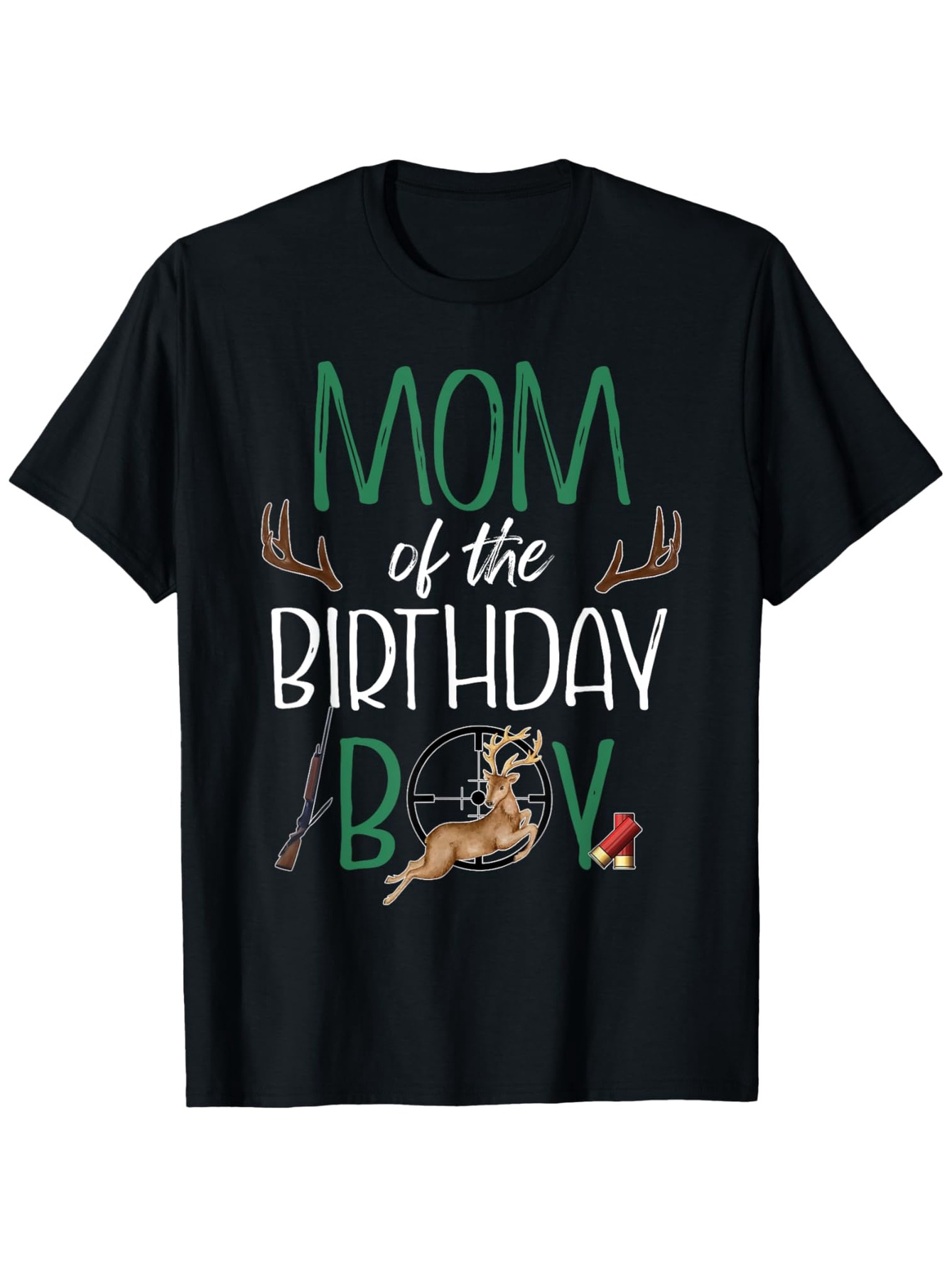 Men's Graphic T-Shirt Mom Of The Birthday Boy With Antlers Deer And Party Hat Design