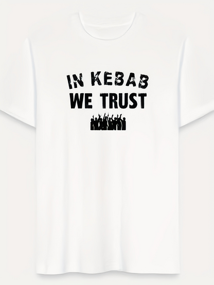Men's Graphic T-Shirt In Kebab We Trust Standing Crowd With Raised Hands T Shirt