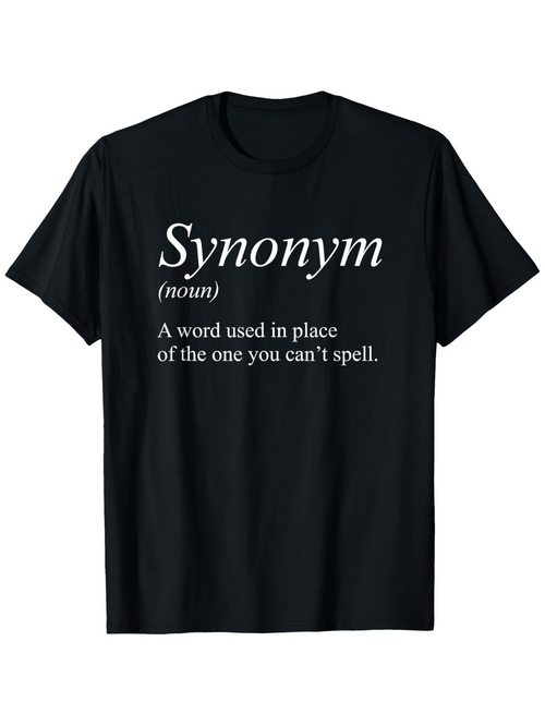 Men's Graphic T-Shirt Synonym Definition With Funny Text On Minimalist Classic Black Shirt