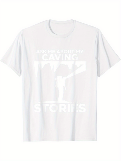 Men's Graphic T-Shirt Leave Me Alone Busy Caving Bold Letter Under Cavern Explorer Stories