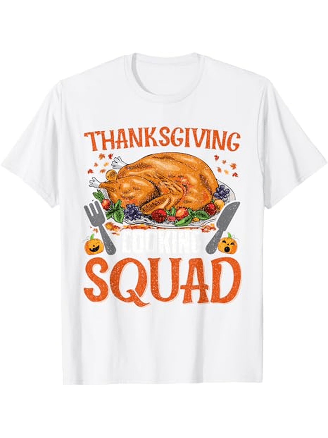Men's Graphic T-Shirt Thanksgiving Squad Juicy Turkey Surrounded By Autumn Vegetables And Festive Utensils