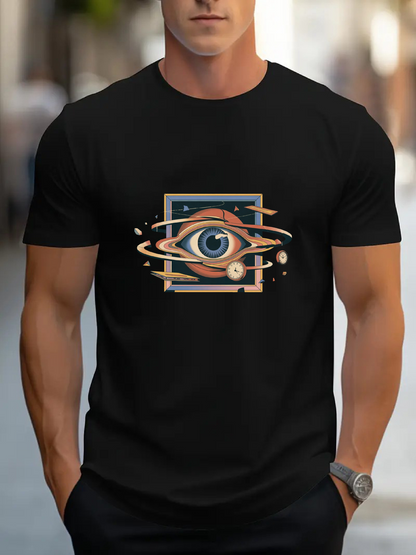 Men's Graphic T-Shirt Abstract Cosmic Swirls Orbiting Around A Curious Central Eye