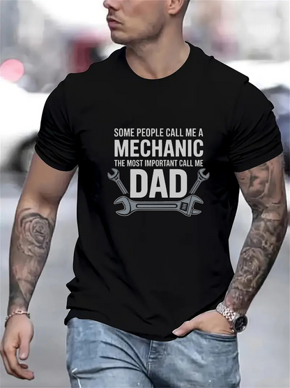 Men's Graphic T-Shirt Some People Call Me A Mechanic The Most Important Call Me Dad With Wrenches On Black Shirt Dad