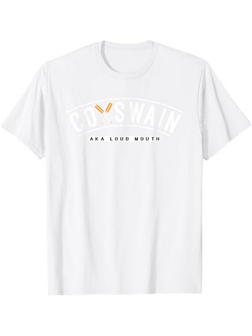 Men's Graphic T-Shirt Coxswain With Rowing Oars Motif On White Cotton Tee