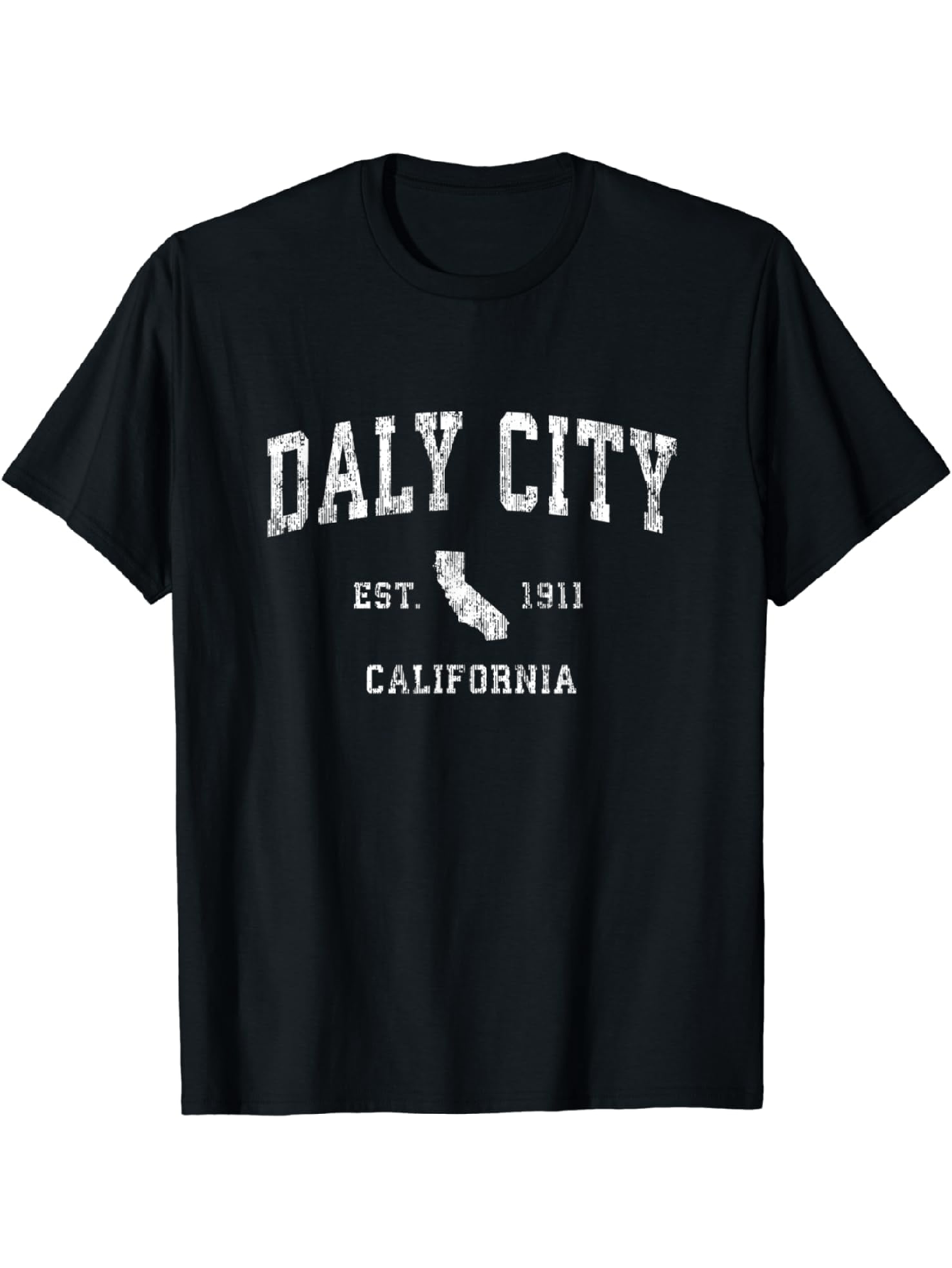 Men's Graphic T-Shirt Daly City California With Vintage College Print State Outline